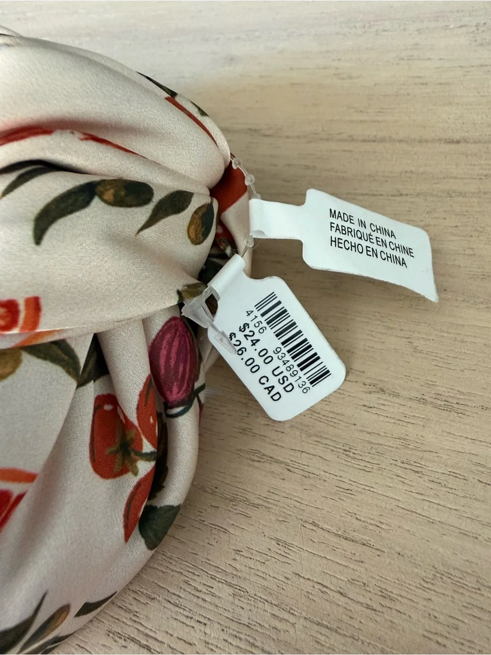Anthropologie Positano Cream Headband with Citrus Print
